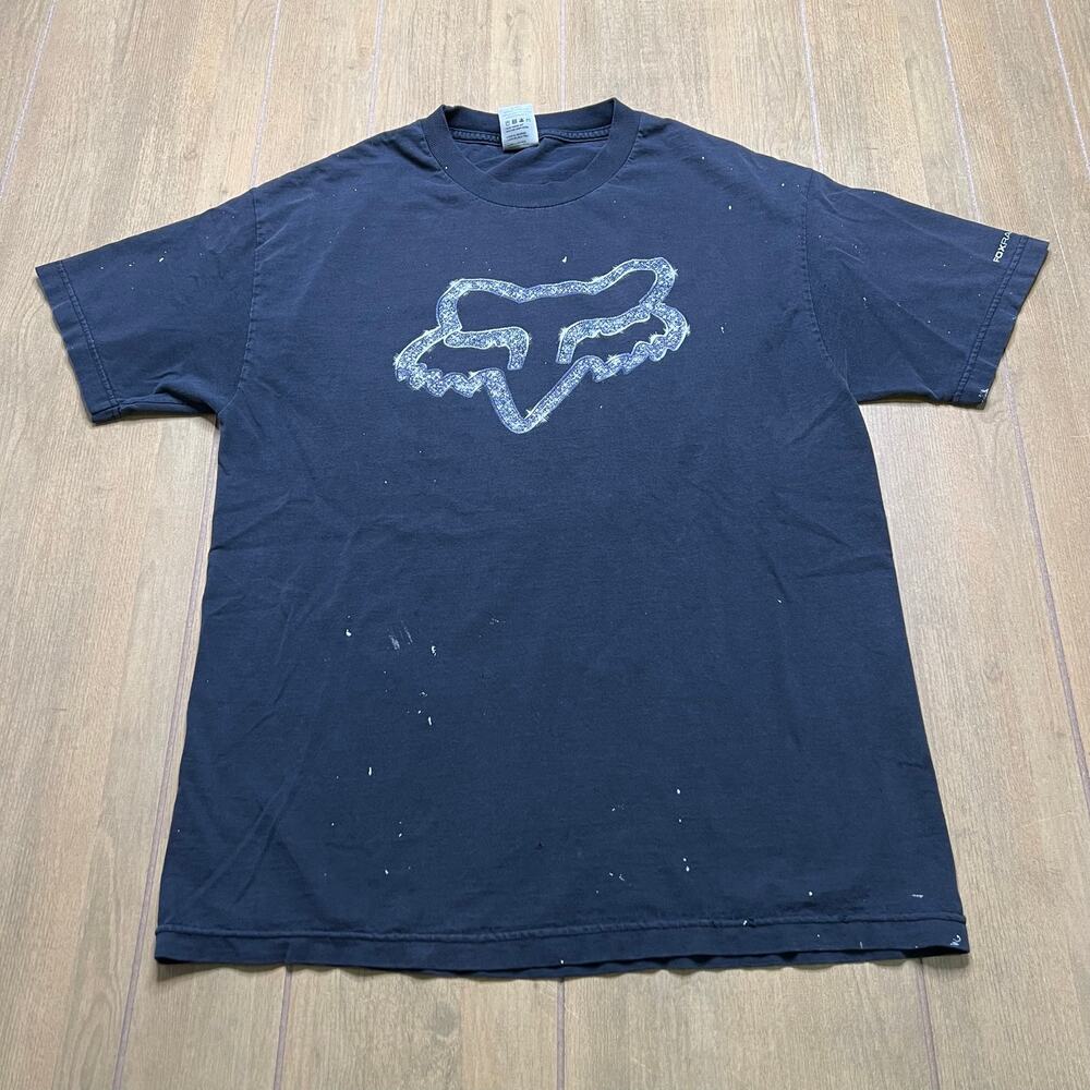 Fox Racing Y2K Black Men‎ Sz Large Great Fade Paint Distress Vintage